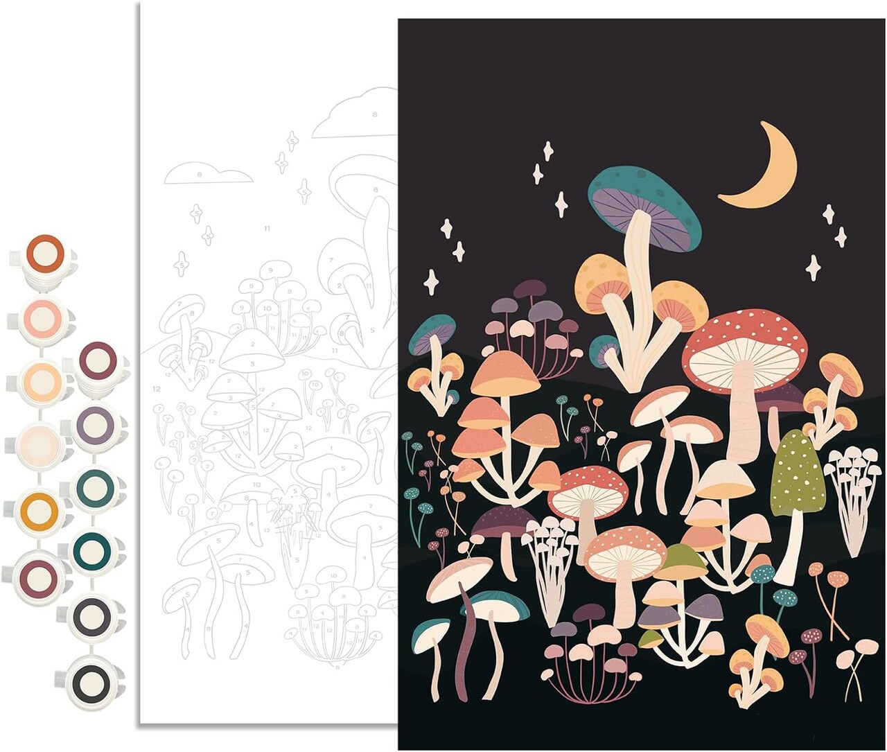 Craft Kits | Paint Set | Adult Paint by Number Kits - Artistic Painting Kit for Mindful Creativity Includes Acrylic Paints, Quality Brushes & Instructions, Easy to use Paint and Sip Art Kits(Mushroom)